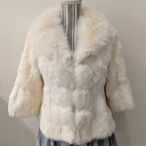 Real Fox rabbit fur jacket / short coat cream